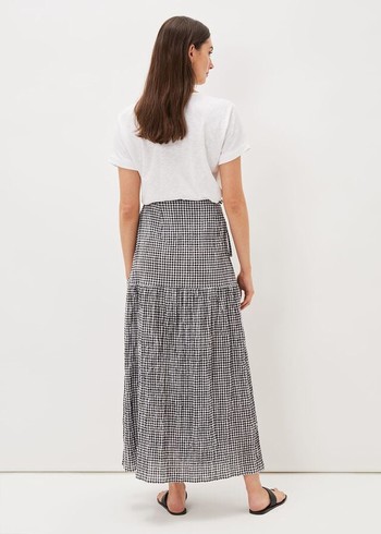 Phase Eight Tyrina Cotton Gingham Wrap Skirts Black/White Australia | YD5746928